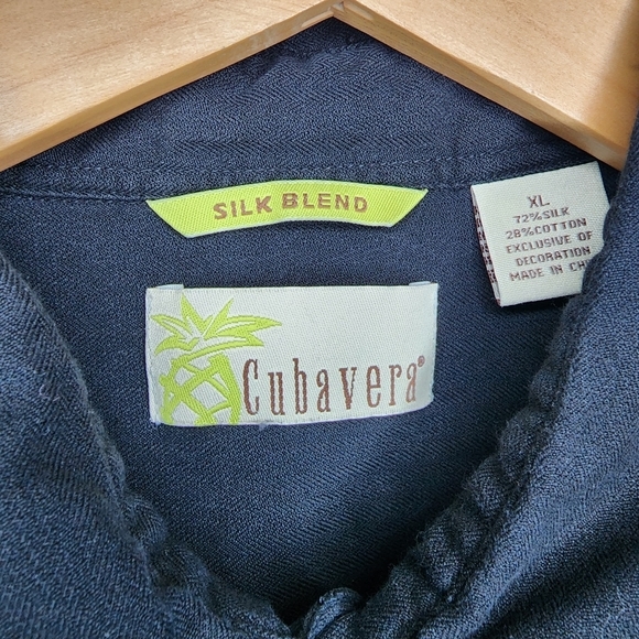 CUBAVERA Mens Black Martini Club Short Sleeve Collared Relaxed Fit Button Up- XL - Picture 5 of 10